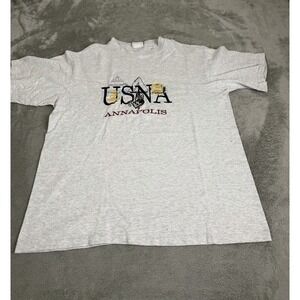 Vintage 90s U.S. Naval Academy T Shirt Men's Size Medium Gray